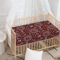 Red And White Warli Tribal Print Baby Crib Sheet