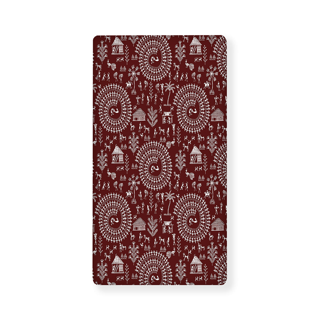 Red And White Warli Tribal Print Baby Crib Sheet