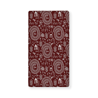 Red And White Warli Tribal Print Baby Crib Sheet