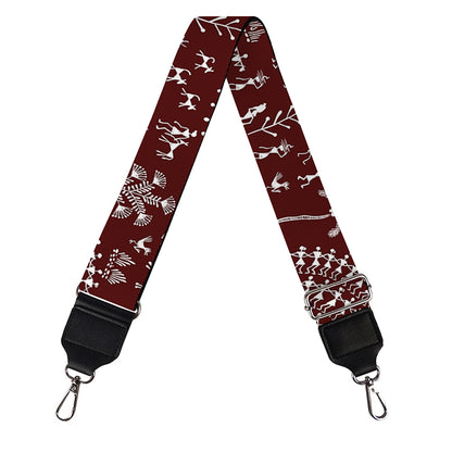 Red And White Warli Tribal Print Bag Strap