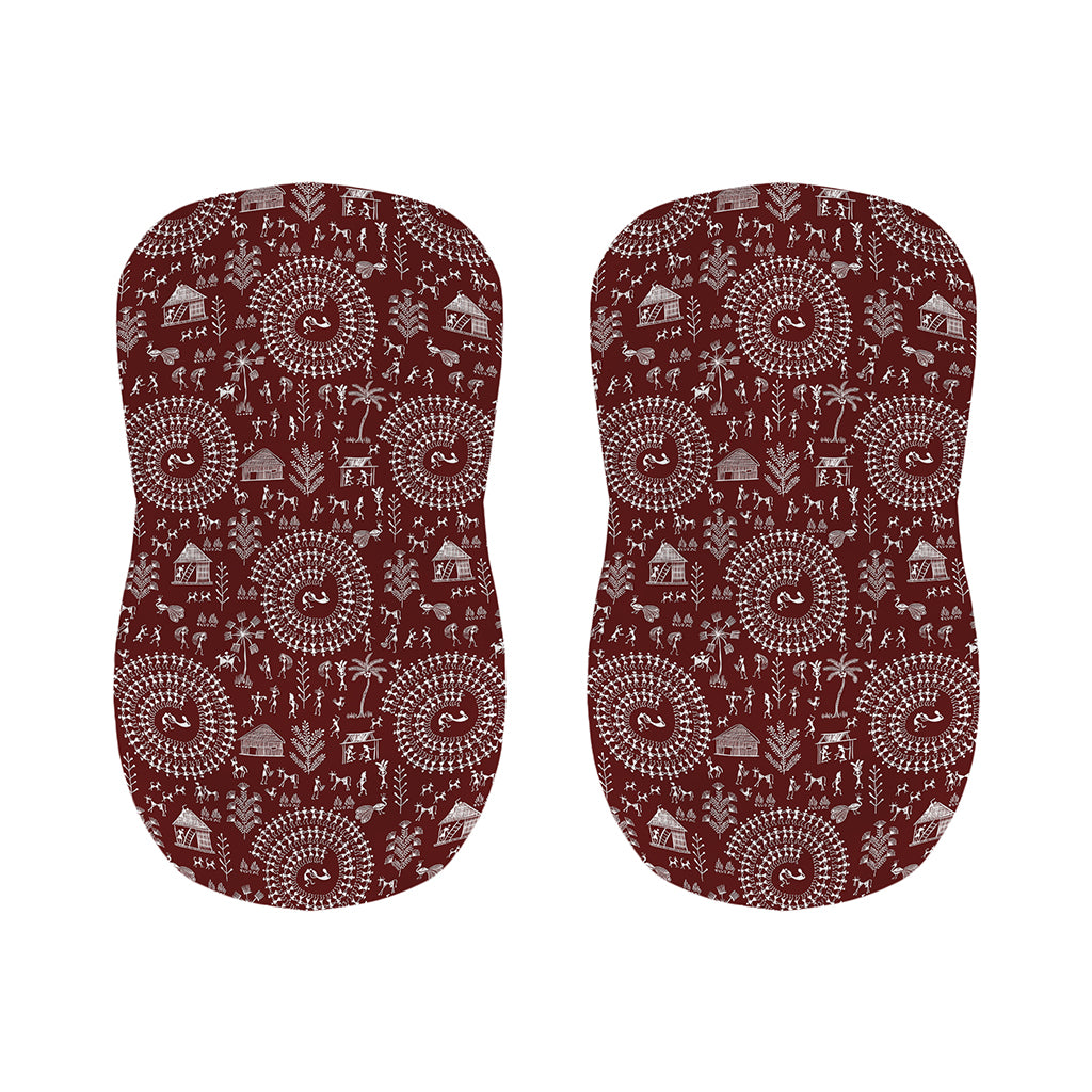 Red And White Warli Tribal Print Bar Stool Covers