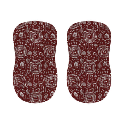 Red And White Warli Tribal Print Bar Stool Covers