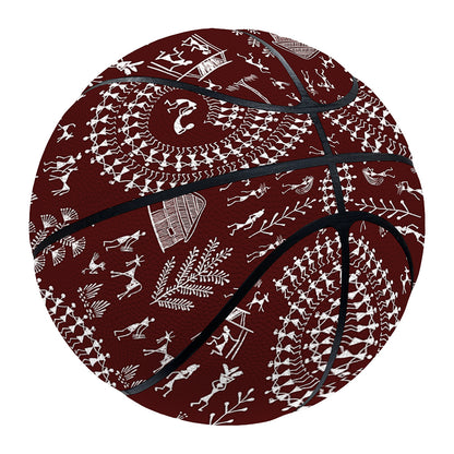 Red And White Warli Tribal Print Basketball