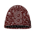 Red And White Warli Tribal Print Beanie