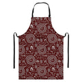Red And White Warli Tribal Print Bib Apron With Pocket