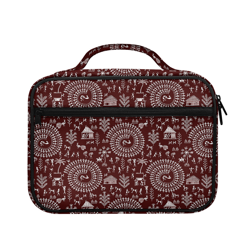 Red And White Warli Tribal Print Briefcase Bible Bag