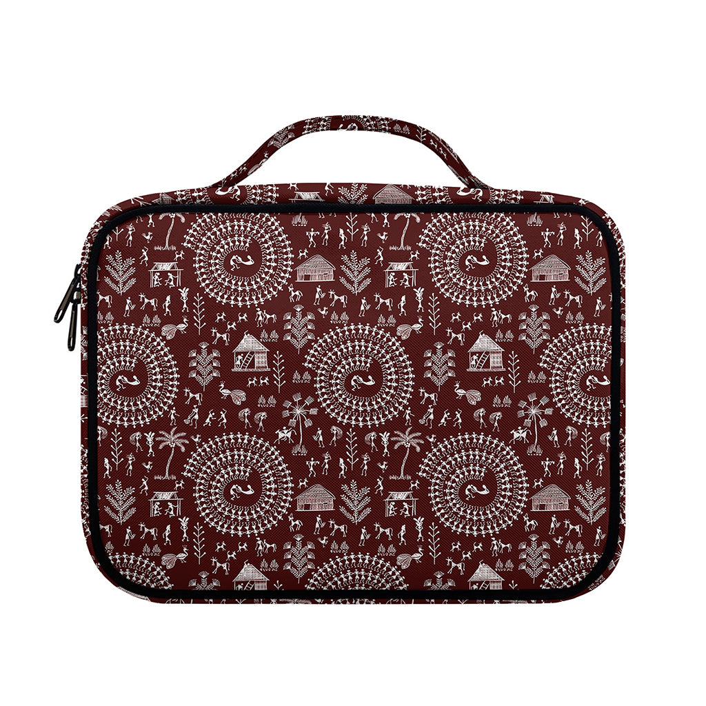 Red And White Warli Tribal Print Briefcase Bible Bag