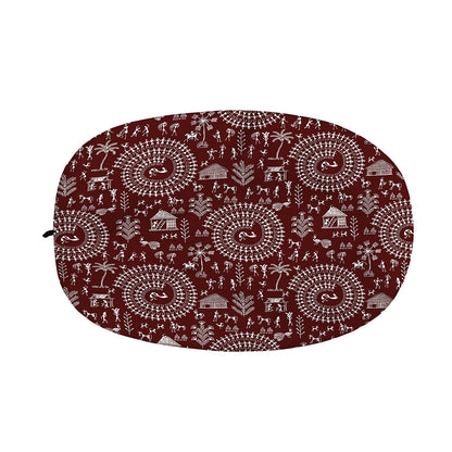 Red And White Warli Tribal Print Car Side Mirror Covers