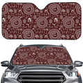 Red And White Warli Tribal Print Car Windshield Sun Shade
