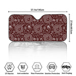 Red And White Warli Tribal Print Car Windshield Sun Shade