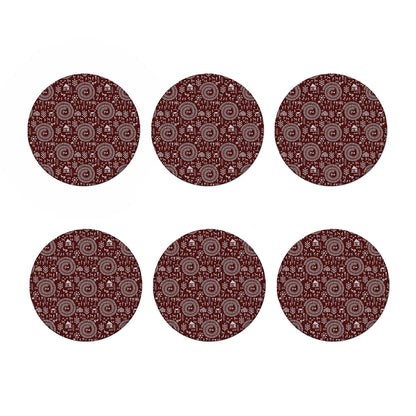 Red And White Warli Tribal Print Coaster Set