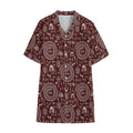Red And White Warli Tribal Print Cotton Hawaiian Shirt