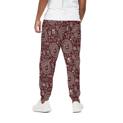 Red And White Warli Tribal Print Cotton Pants