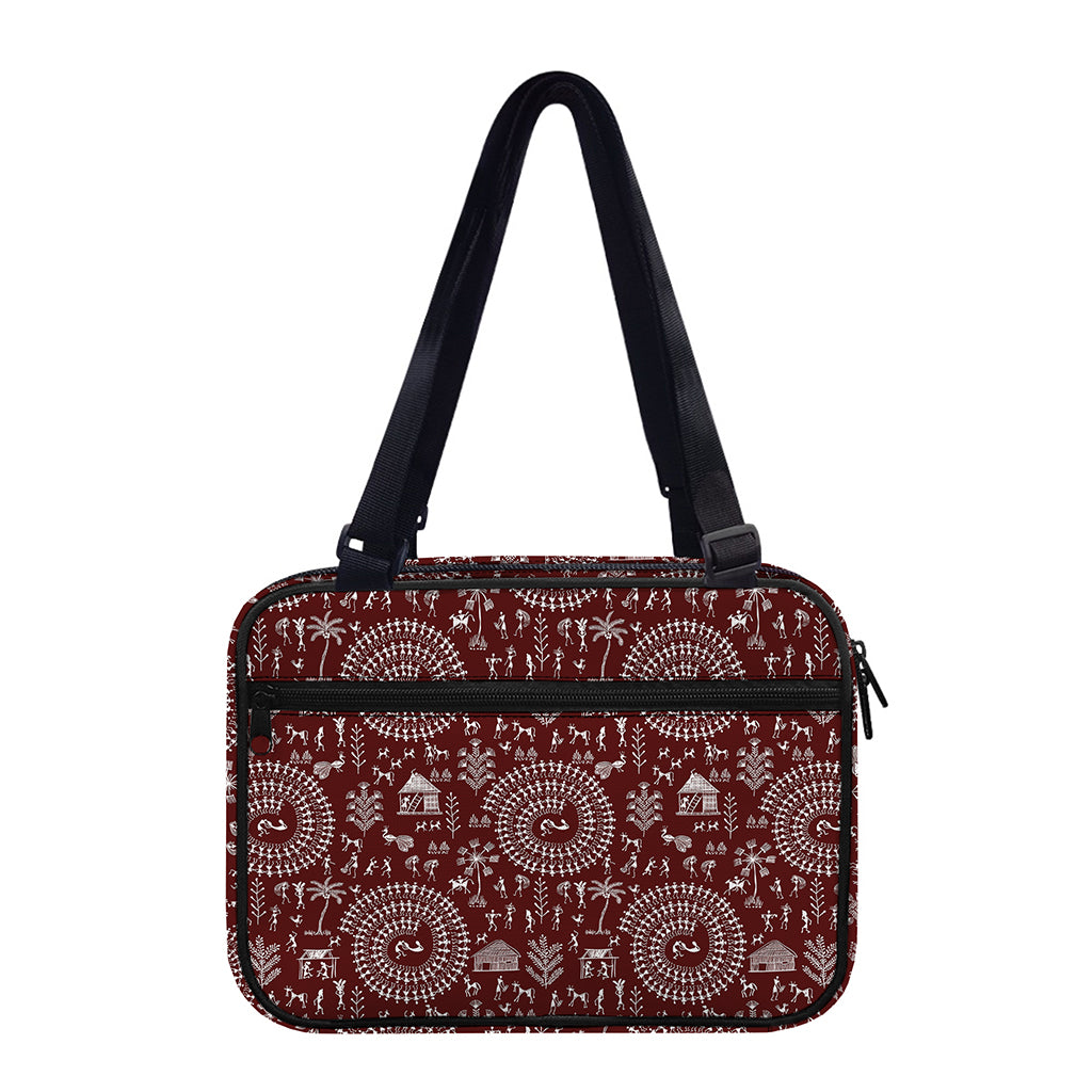 Red And White Warli Tribal Print Double Strap Bible Bag