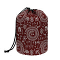 Red And White Warli Tribal Print Drawstring Makeup Bag