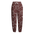 Red And White Warli Tribal Print Fleece Lined Knit Pants