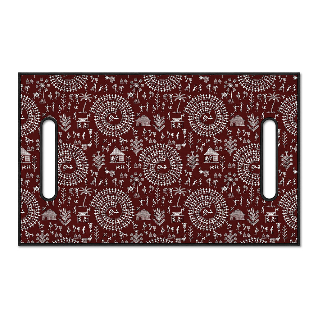 Red And White Warli Tribal Print Golf Cart Seat Cover