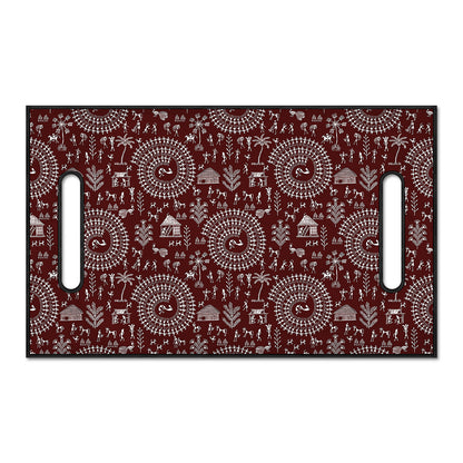 Red And White Warli Tribal Print Golf Cart Seat Cover