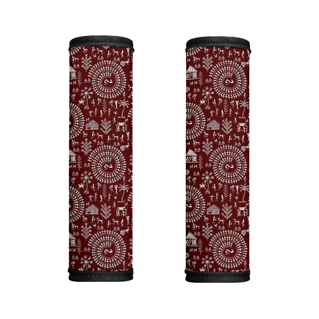 Red And White Warli Tribal Print Handle Covers