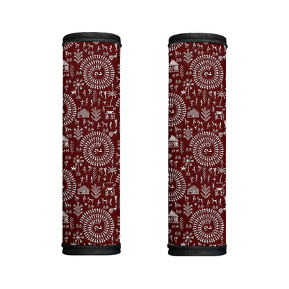Red And White Warli Tribal Print Handle Covers