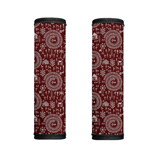 Red And White Warli Tribal Print Handle Covers