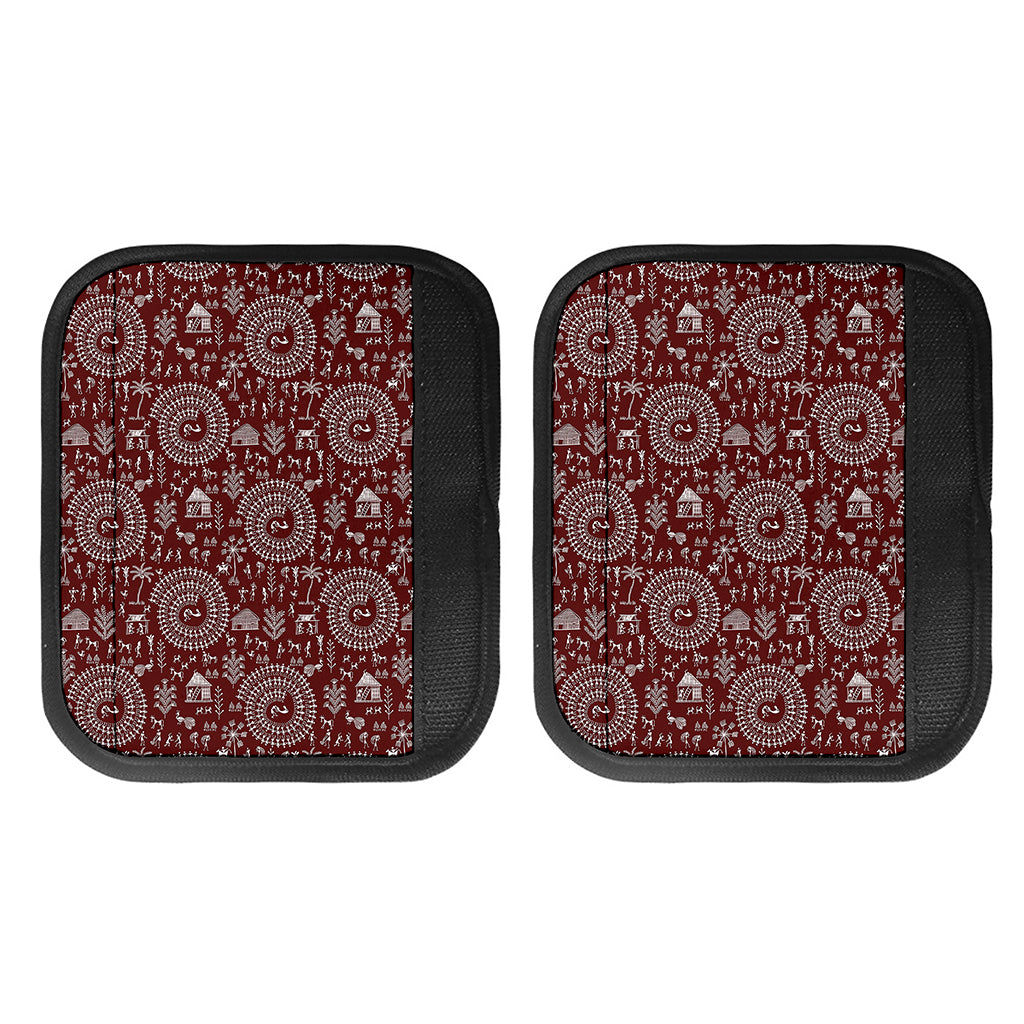 Red And White Warli Tribal Print Handle Covers