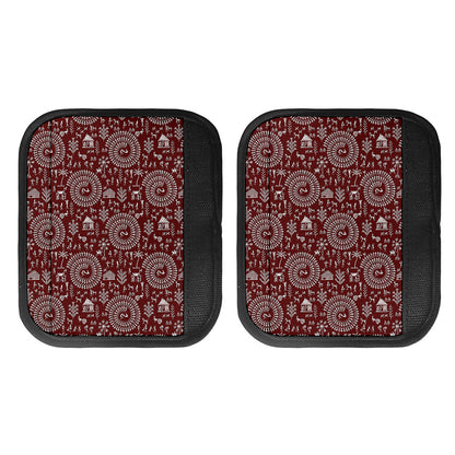 Red And White Warli Tribal Print Handle Covers