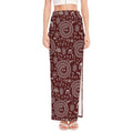 Red And White Warli Tribal Print High Slit Maxi Skirt