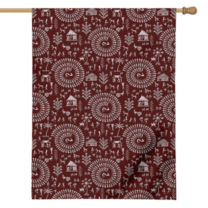 Red And White Warli Tribal Print House Flag