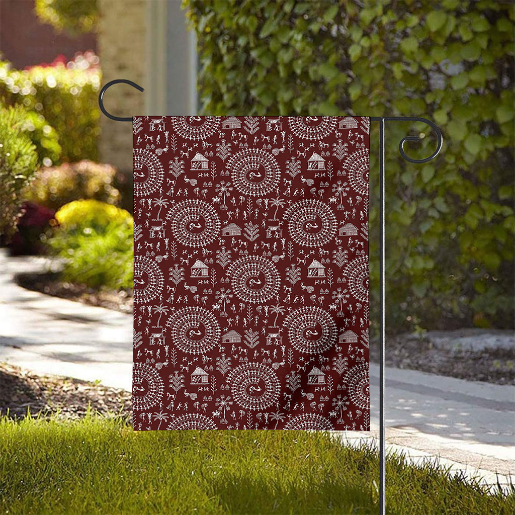 Red And White Warli Tribal Print House Flag