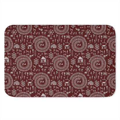 Red And White Warli Tribal Print Indoor Door Mat