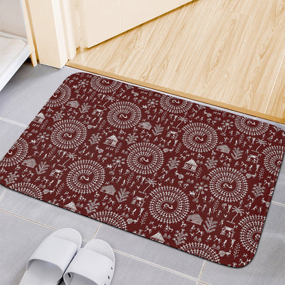 Red And White Warli Tribal Print Indoor Door Mat
