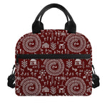 Red And White Warli Tribal Print Insulated Lunch Bag