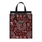 Red And White Warli Tribal Print Insulated Lunch Tote