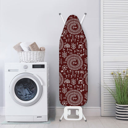 Red And White Warli Tribal Print Ironing Board Cover
