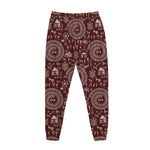 Red And White Warli Tribal Print Jogger Pants