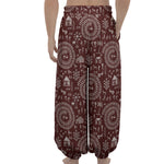 Red And White Warli Tribal Print Lantern Pants