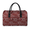 Red And White Warli Tribal Print Leather Duffel Bag