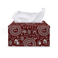 Red And White Warli Tribal Print Leather Tissue Box Cover