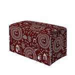 Red And White Warli Tribal Print Leather Tissue Box Cover