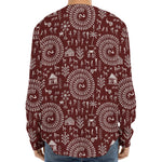 Red And White Warli Tribal Print Long Sleeve Baseball Jersey
