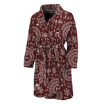Red And White Warli Tribal Print Men's Bathrobe