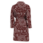 Red And White Warli Tribal Print Men's Bathrobe