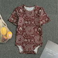 Red And White Warli Tribal Print Men's Bodysuit