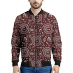 Red And White Warli Tribal Print Men's Bomber Jacket