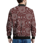 Red And White Warli Tribal Print Men's Bomber Jacket