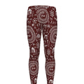 Red And White Warli Tribal Print Men's Leggings