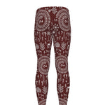 Red And White Warli Tribal Print Men's leggings