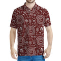 Red And White Warli Tribal Print Men's Polo Shirt