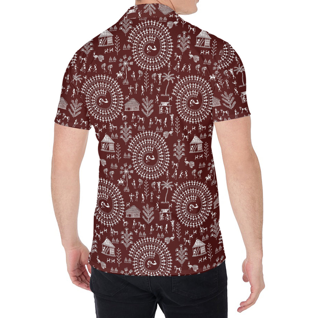Red And White Warli Tribal Print Men's Shirt